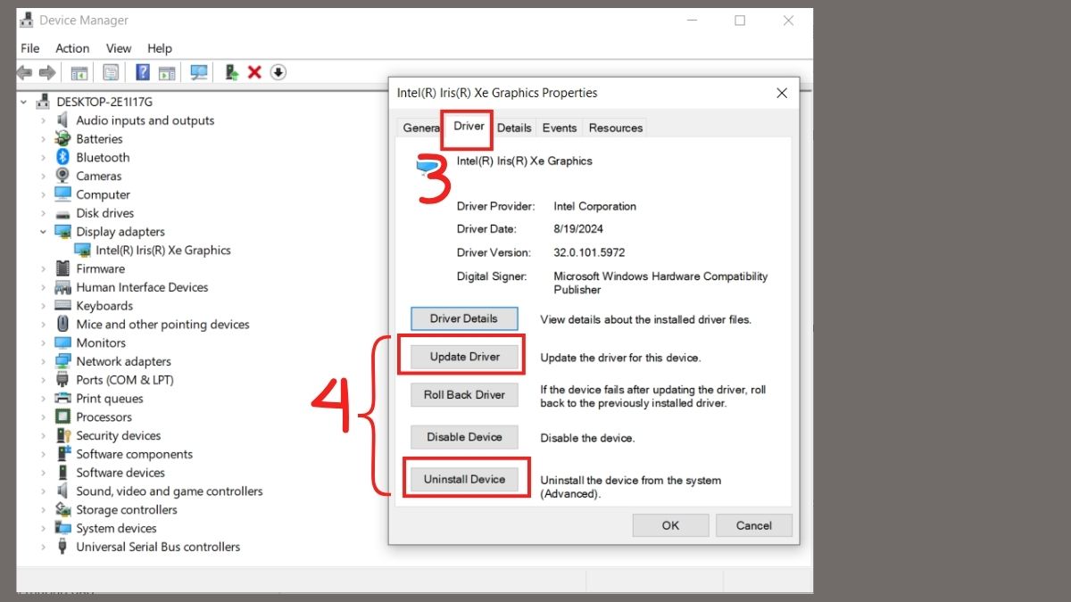 Khắc phục lỗi màn hình đen Win 10: Cập nhật driver card đồ họa bước 3
