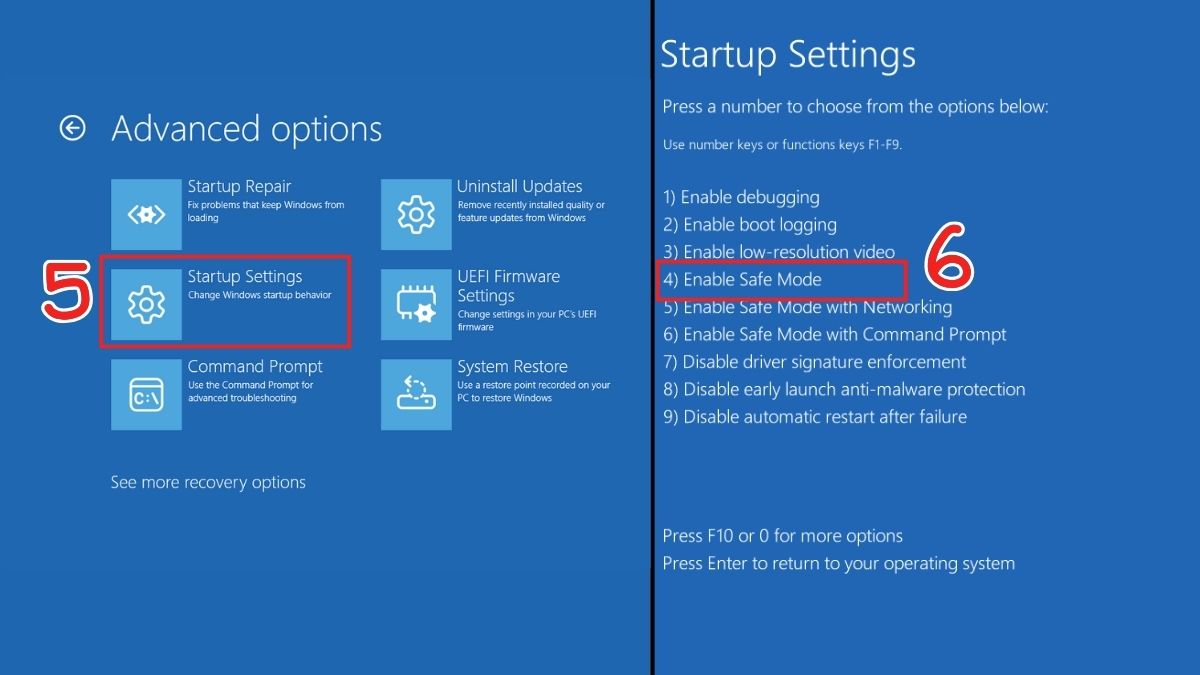 Khắc phục lỗi màn hình đen Win 10: Khởi động máy ở chế độ Safe Mode bước 3
