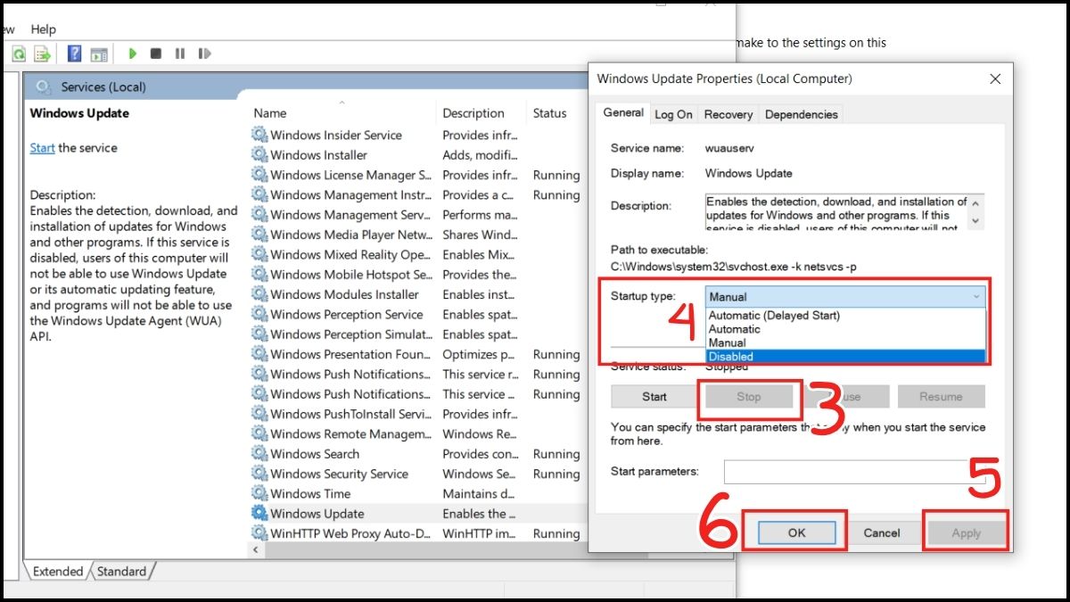 Khắc phục lỗi màn hình đen Win 10: Tắt tính năng tự động Update Windows bước 3