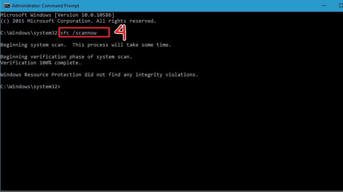 Khắc phục lỗi màn hình đen Win 10: Chạy lệnh khắc phục bằng Command Prompt bước 2