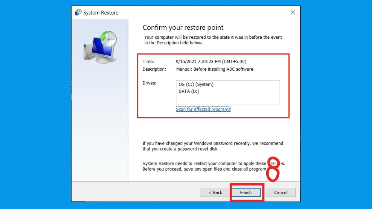 Khắc phục lỗi màn hình đen Win 10: Sử dụng System Restore bước 5