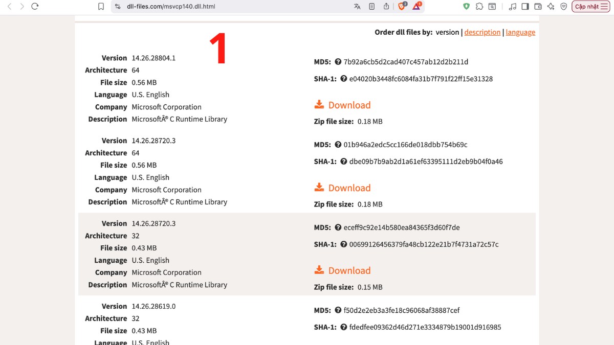 Khắc phục lỗi MSVCP140.dll: Cài file mới bước 1