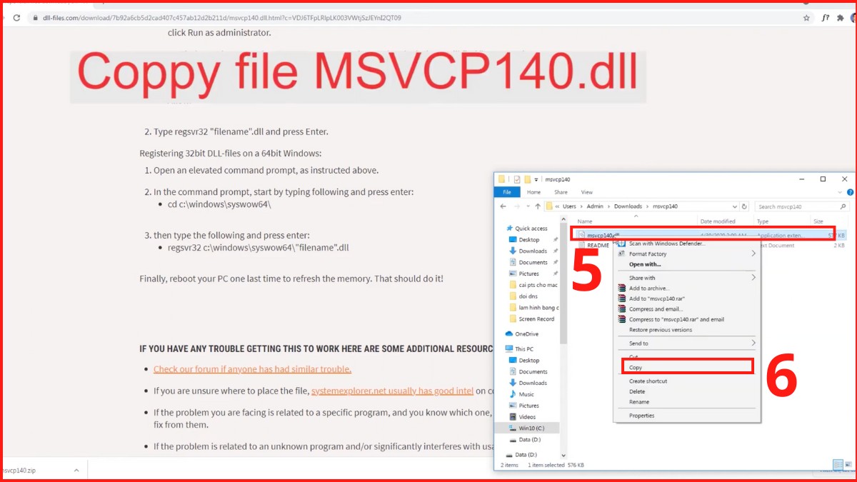 Khắc phục lỗi MSVCP140.dll: Cài file mới bước 4