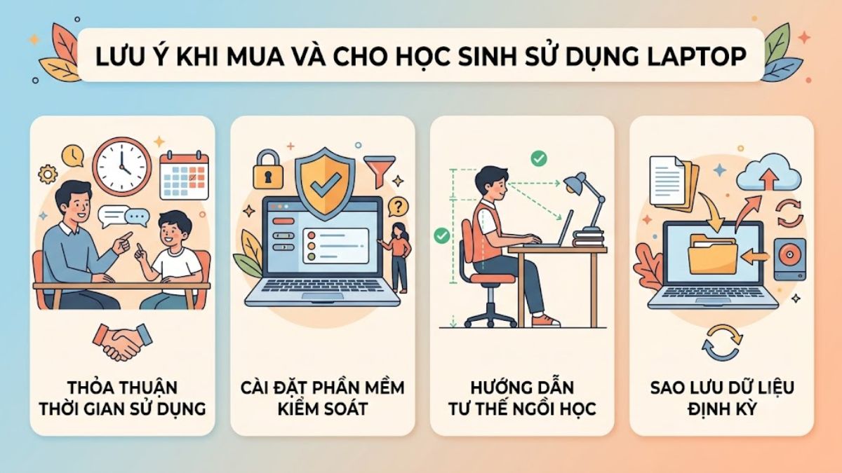 Lưu ý khi mua và cho học sinh sử dụng laptop