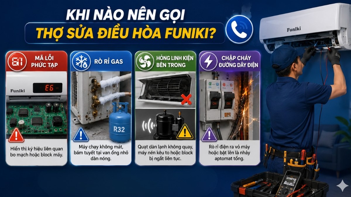 Khi nào nên gọi thợ sửa điều hòa Funiki?