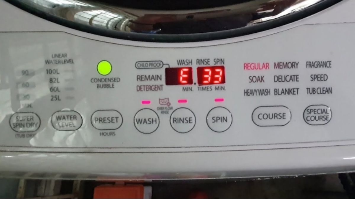 Mã lỗi máy giặt Midea lồng ngang chi tiết: E33
