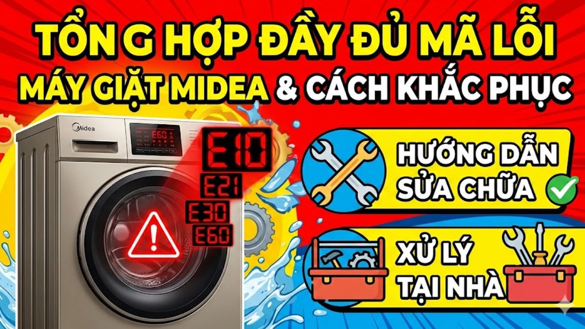 Bảng tổng hợp đầy đủ mã lỗi máy giặt Midea & cách khắc phục