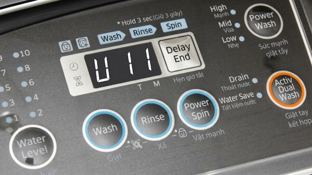 Mã lỗi máy giặt Panasonic U11 là lỗi không thoát được nước 