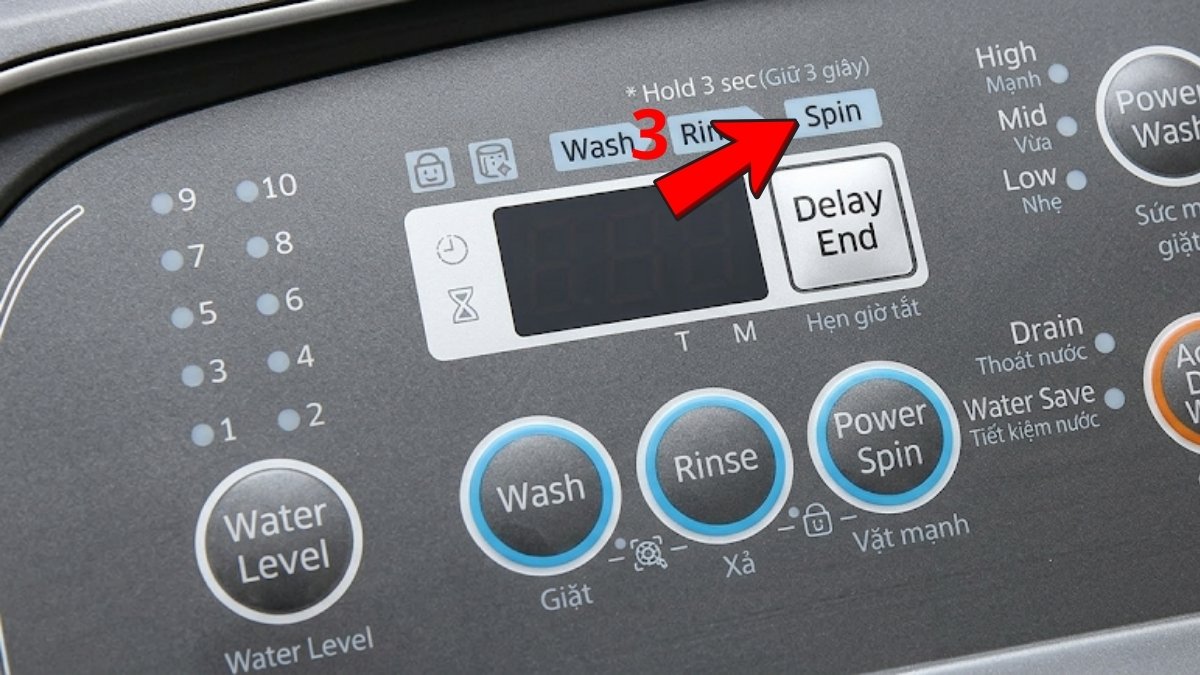 Reset máy giặt Panasonic khi mã lỗi U11 xuất hiện bước 3