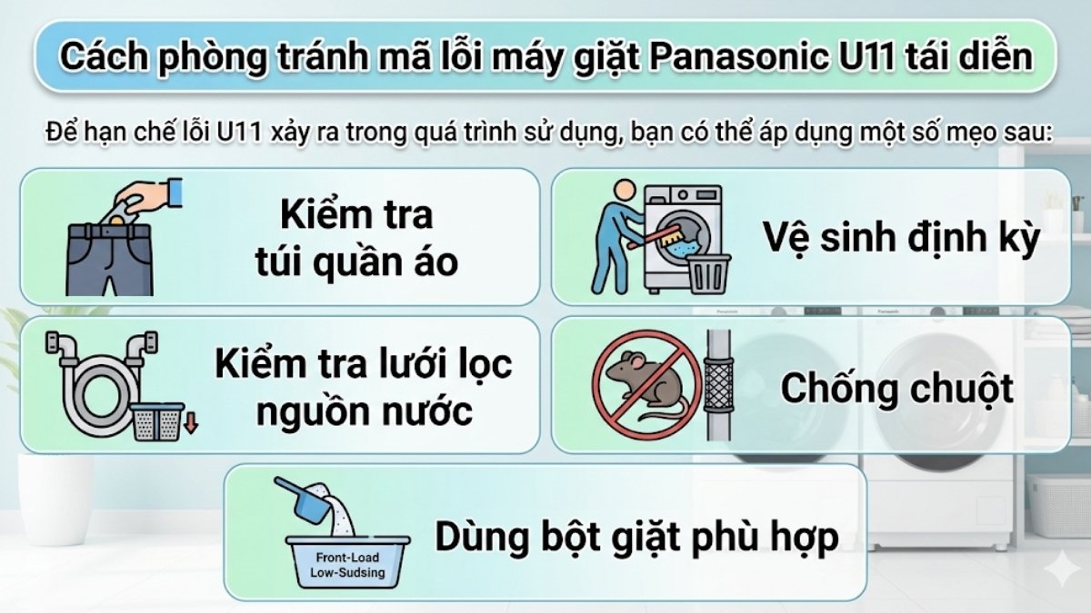 Cách phòng tránh mã lỗi máy giặt Panasonic U11 tái diễn