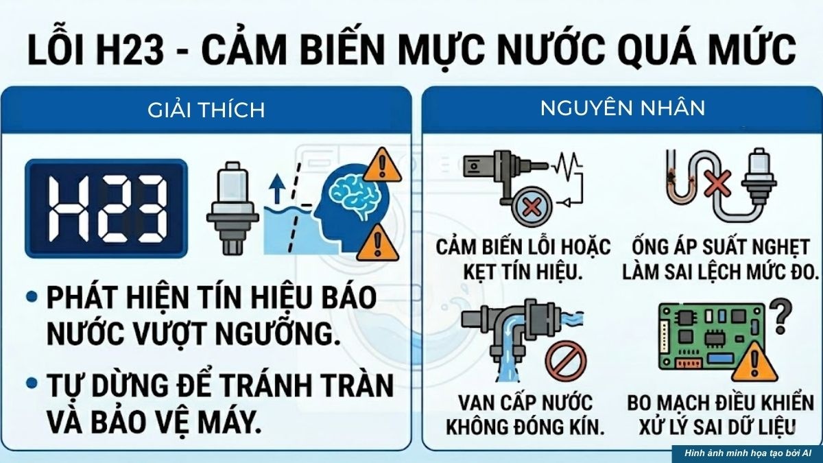 Mã lỗi kỹ thuật (lỗi H) trên máy giặt Panasonic