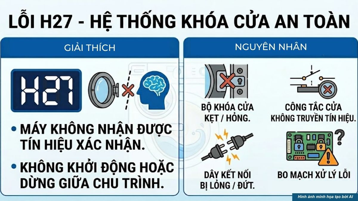 Mã lỗi kỹ thuật (lỗi H) trên máy giặt Panasonic