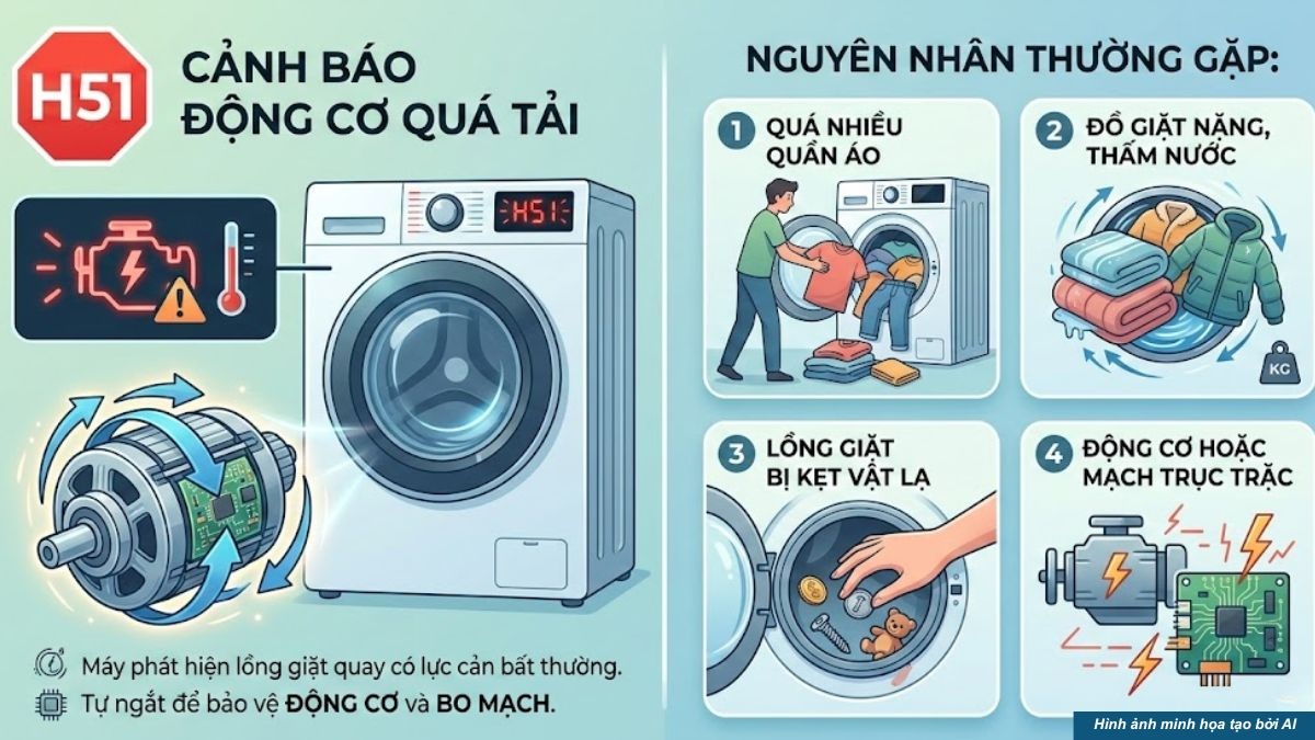 Mã lỗi kỹ thuật (lỗi H) trên máy giặt Panasonic