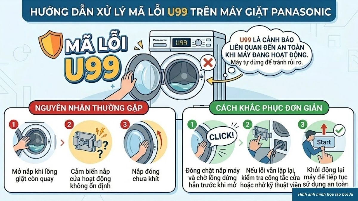 Mã lỗi U máy giặt Panasonic phổ biến