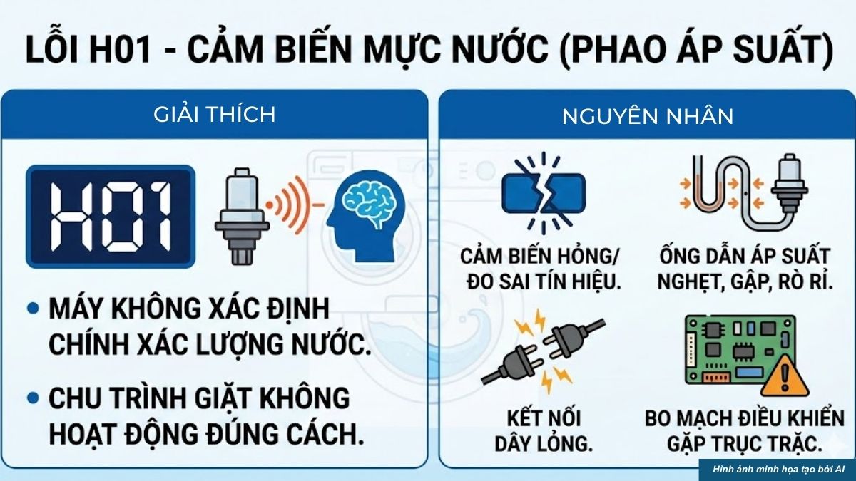 Mã lỗi kỹ thuật (lỗi H) trên máy giặt Panasonic