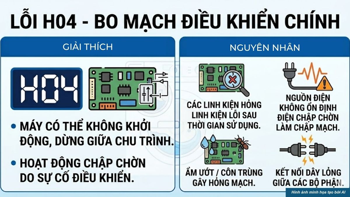 Mã lỗi kỹ thuật (lỗi H) trên máy giặt Panasonic
