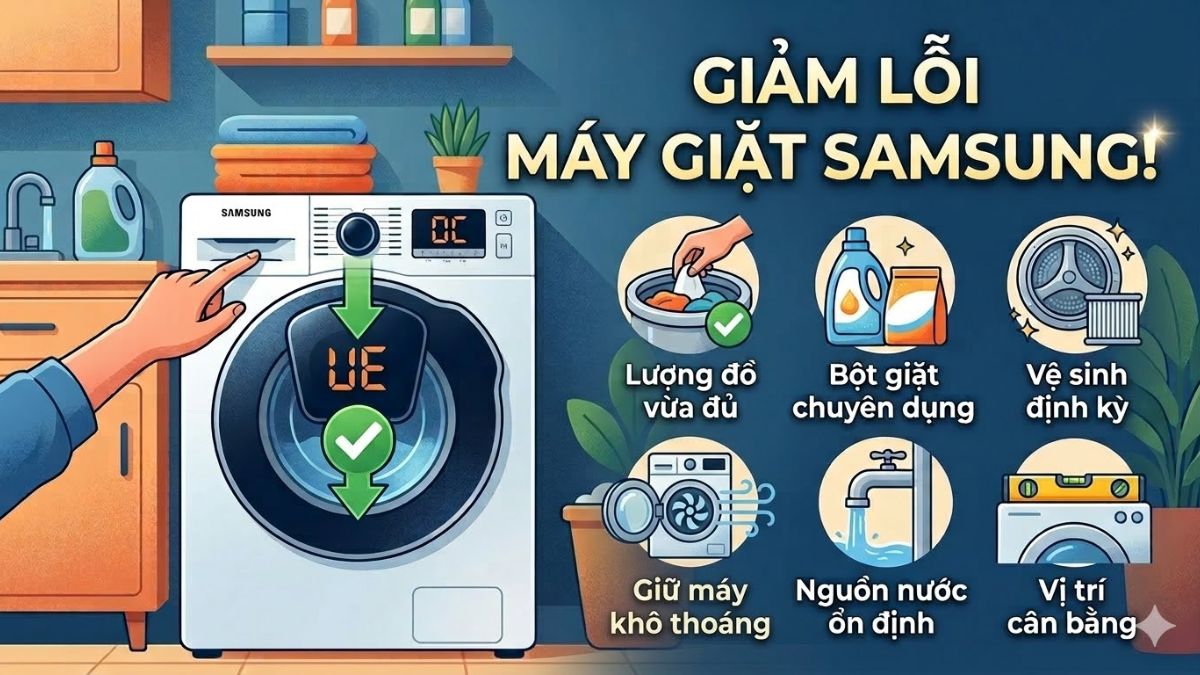 Cách hạn chế mã lỗi máy giặt Samsung xuất hiện