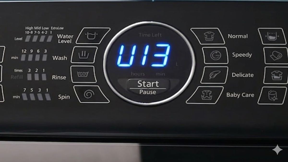 Mã lỗi U13 máy giặt Panasonic là cảnh báo lồng giặt đang bị mất cân bằng,