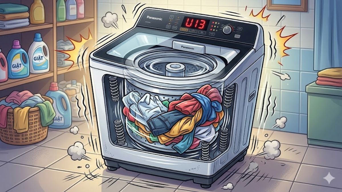Dấu hiệu nhận biết mã lỗi U13 máy giặt Panasonic