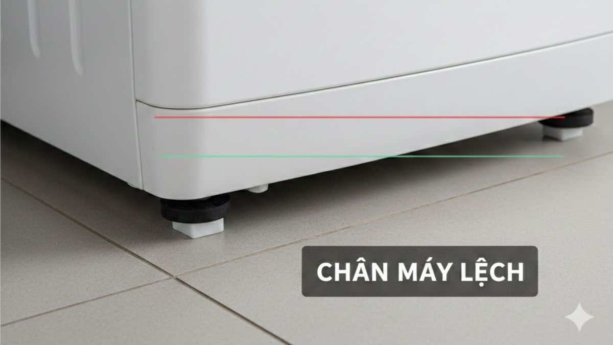 Nguyên nhân gây mã lỗi U13 máy giặt Panasonic: Máy giặt đặt không cân bằng