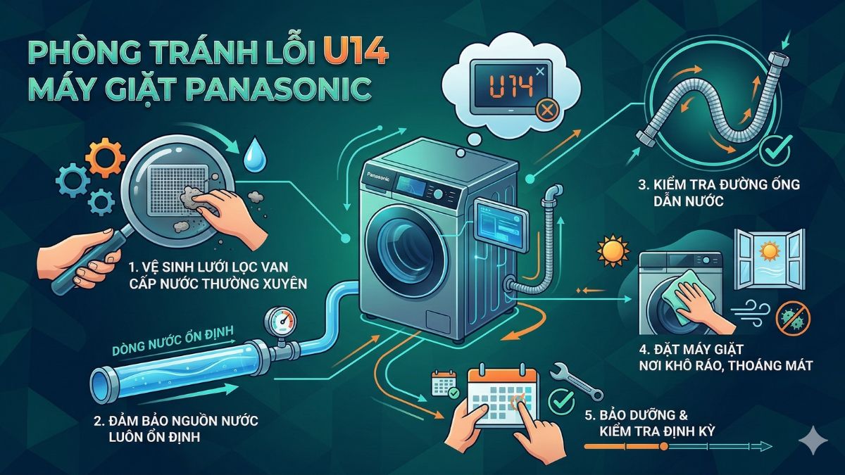 Cách phòng tránh mã lỗi U14 máy giặt Panasonic tái diễn