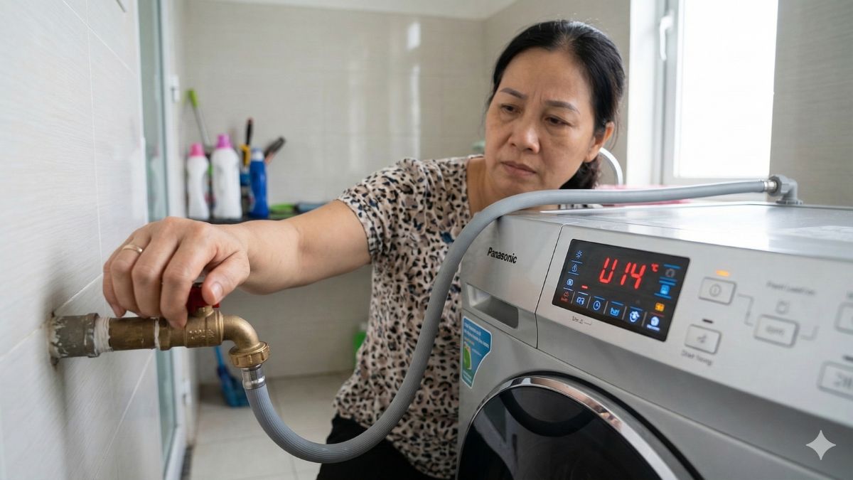 Nguyên nhân gây mã lỗi U14 máy giặt Panasonic: vòi nước bị khóa