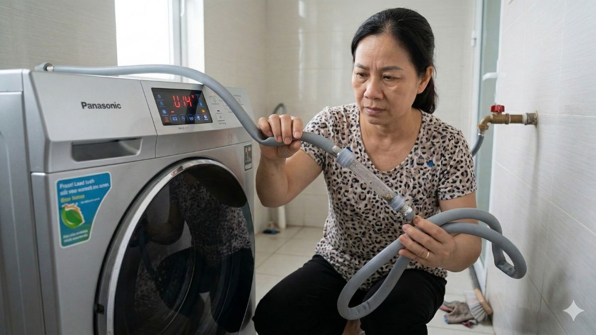 Nguyên nhân gây mã lỗi U14 máy giặt Panasonic: ống dẫn nước bị nghẹt