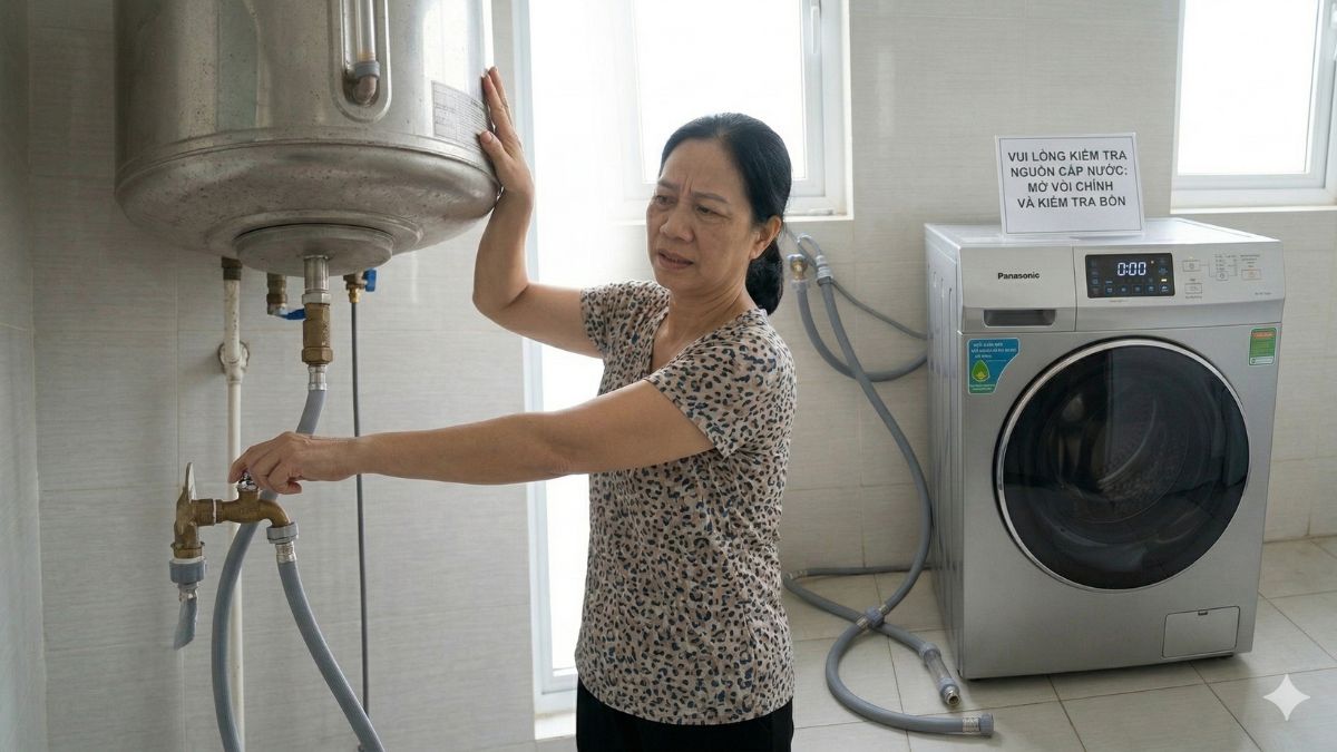 hắc phục mã lỗi U14 máy giặt Panasonic: Kiểm tra nguồn cấp nước bên ngoài