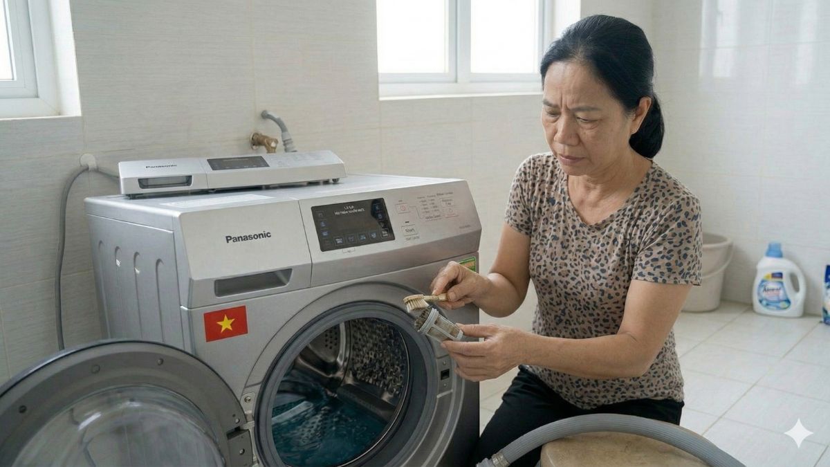 hắc phục mã lỗi U14 máy giặt Panasonic: Vệ sinh lưới lọc van cấp nước