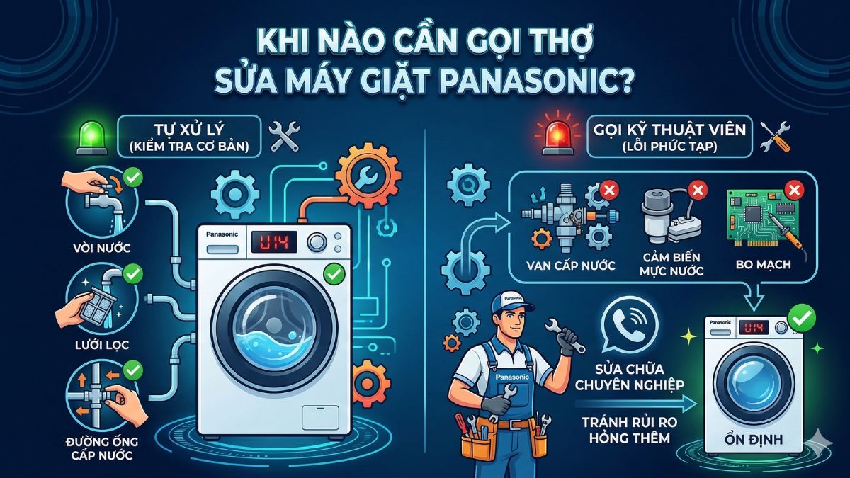 Khi nào cần gọi thợ sửa mã lỗi U14 máy giặt Panasonic