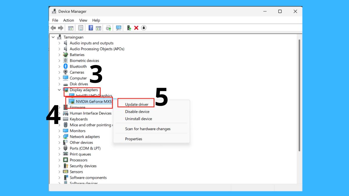 Sửa màn hình laptop bị sọc ngang nhấp nháy: Cài lại driver card đồ họa bước 2