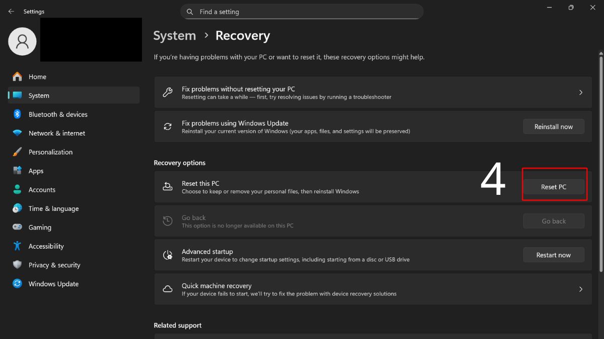 Sửa màn hình laptop bị sọc ngang nhấp nháy: Cài lại Win bước 3