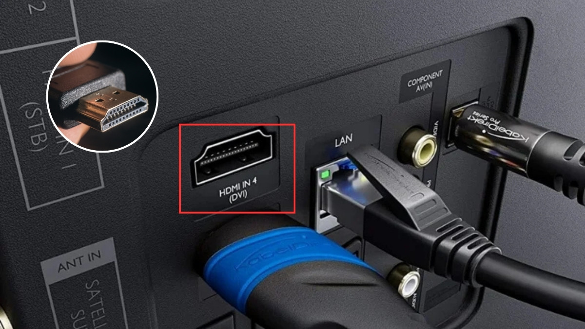 Cách khắc phục màn hình tivi bị màu xanh Rút và cắm lại dây HDMI