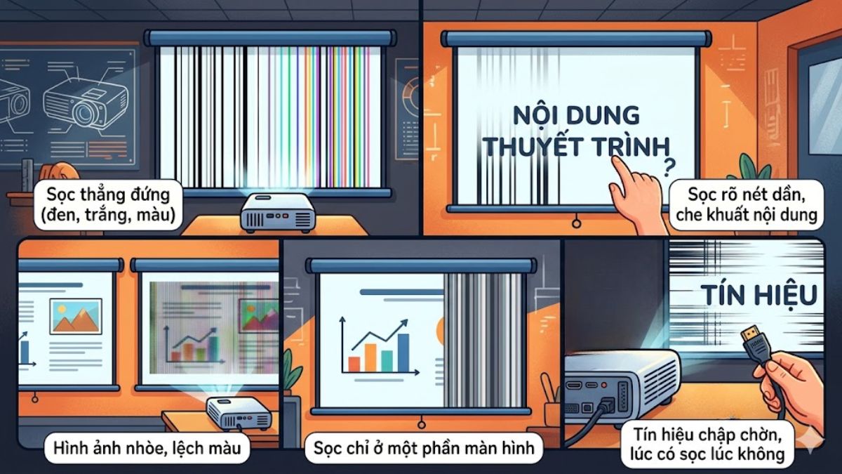 Dấu hiệu máy chiếu bị kẻ sọc