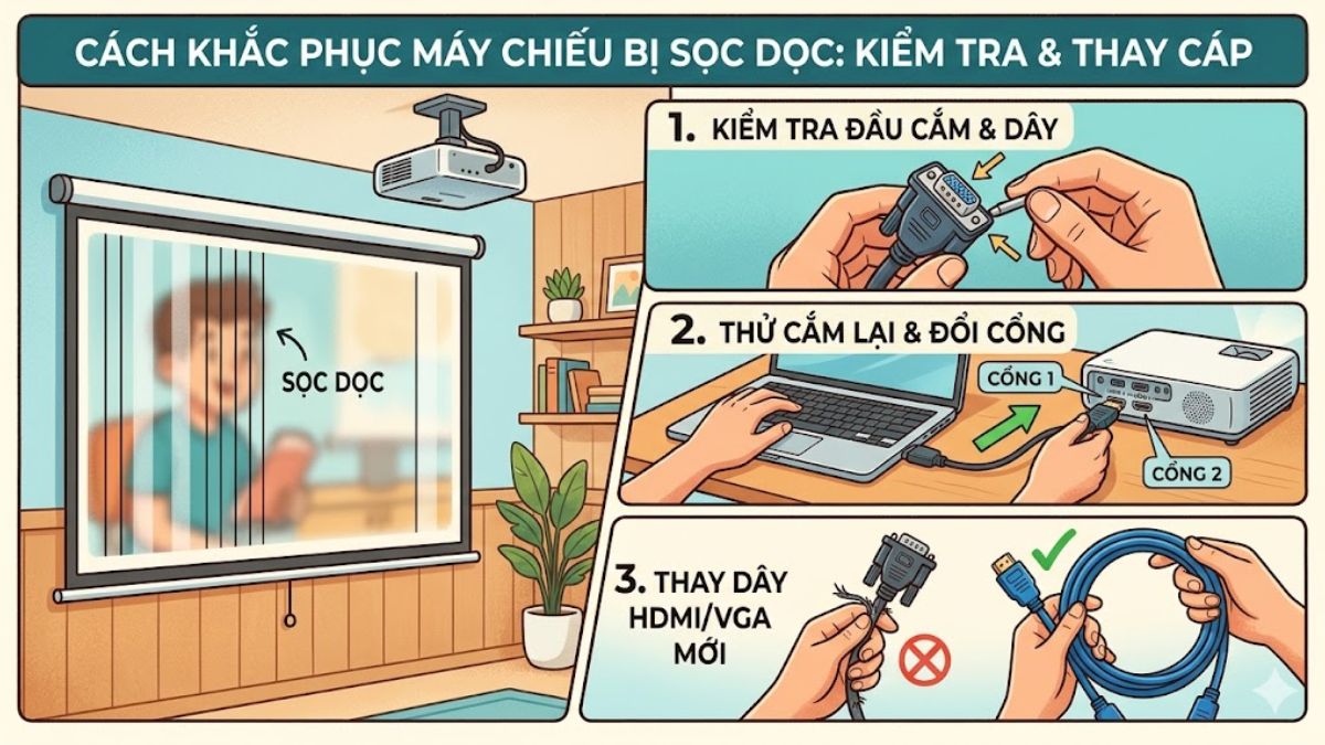 Cách khắc phục máy chiếu bị sọc dọc hiệu quả