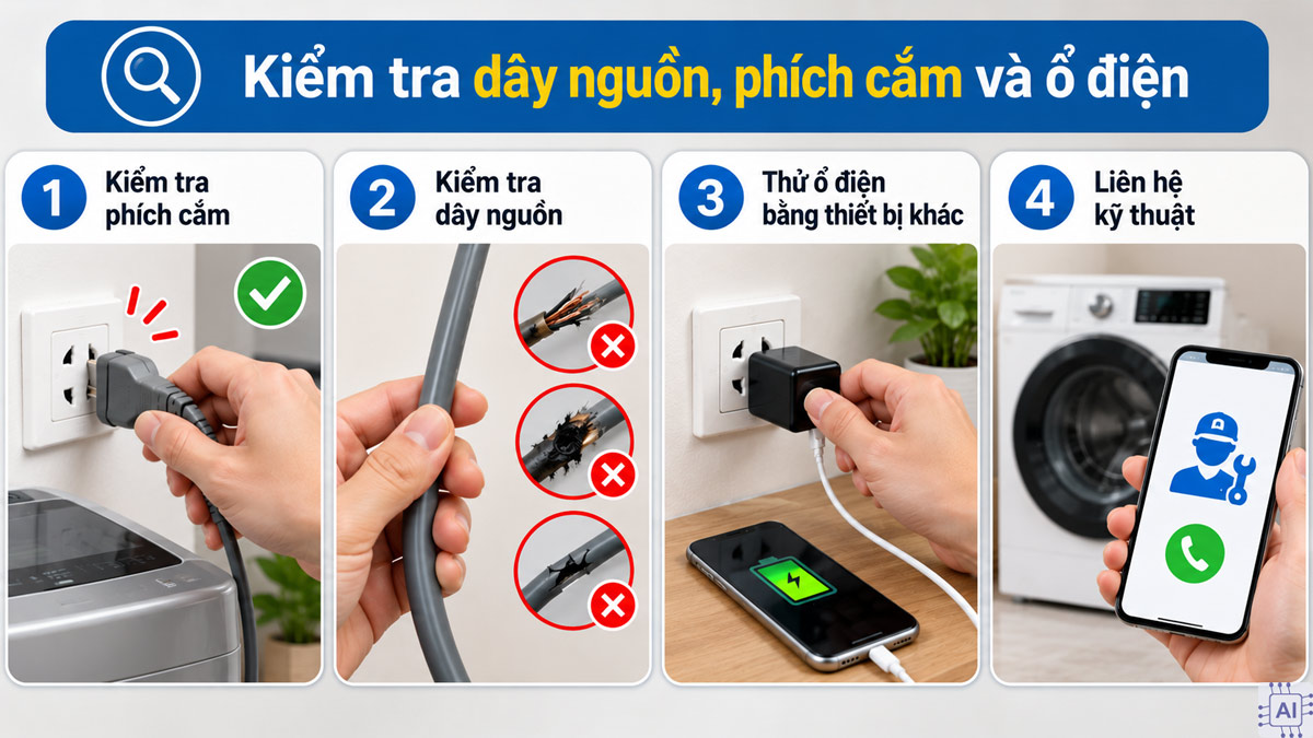 Cách xử lý khi máy giặt đang giặt bị cúp điện