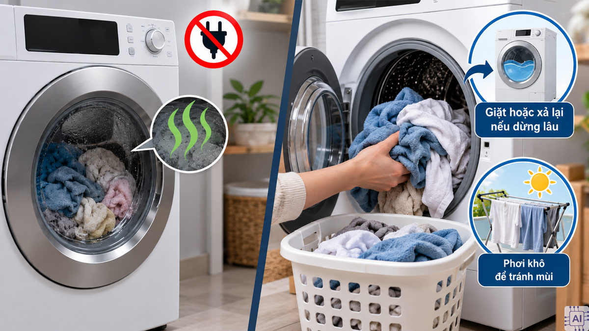 Cách xử lý khi máy giặt đang giặt bị cúp điện