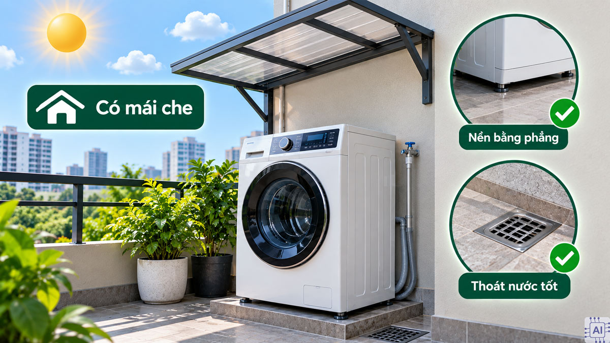 Cách bảo quản máy giặt khi để ngoài trời