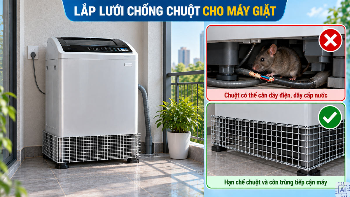 Cách bảo quản máy giặt khi để ngoài trời