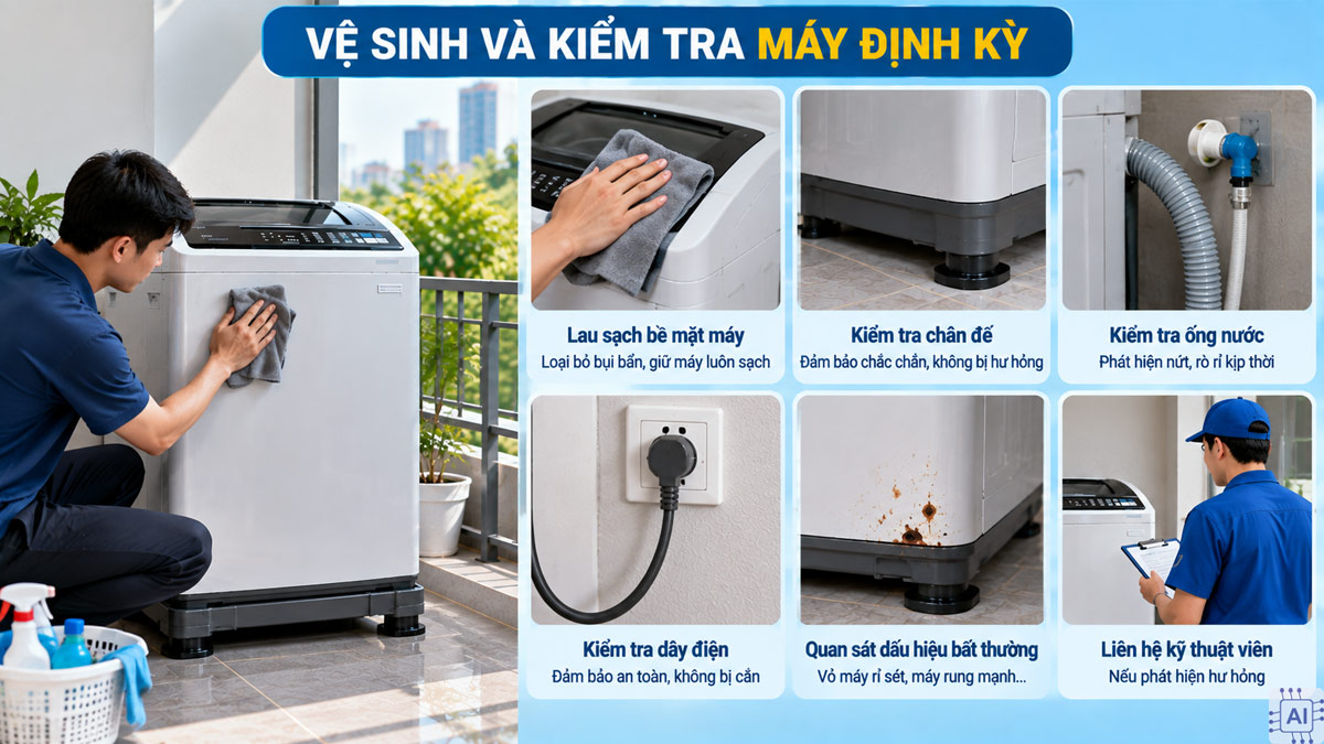Cách bảo quản máy giặt khi để ngoài trời