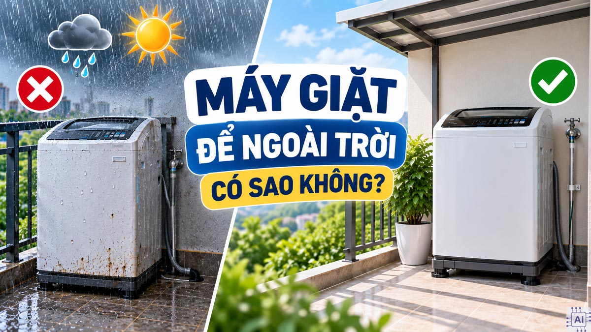 Máy giặt để ngoài trời có sao không? Cách bảo quản bền lâu, an toàn