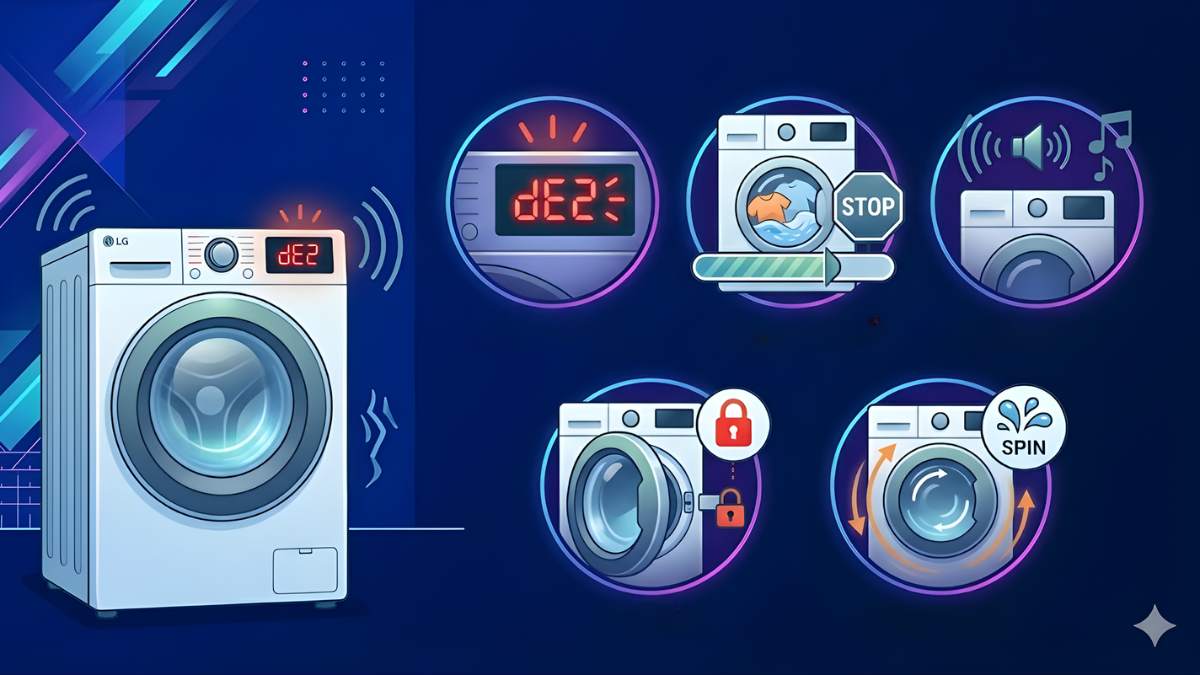 Dấu hiệu nhận biết máy giặt LG báo lỗi DE2