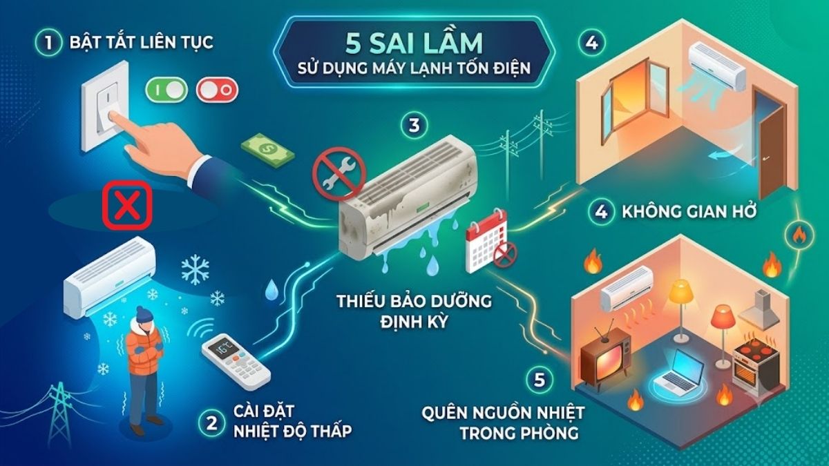 5 sai lầm khi sử dụng khiến máy lạnh tốn điện