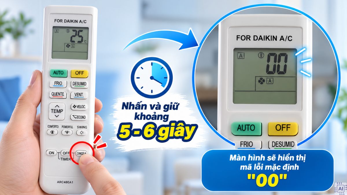 Cách kiểm tra mã lỗi F3 bằng remote điều khiển