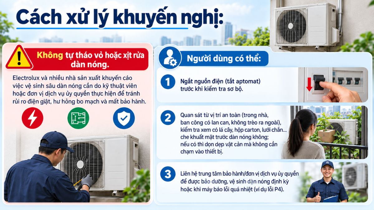 Nguyên nhân và cách khắc phục lỗi P4 máy lạnh Electrolux