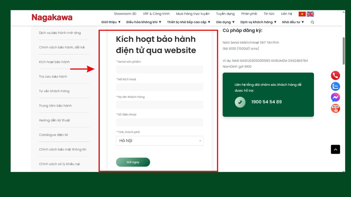 Thời hạn bảo hành máy lạnh Nagakawa