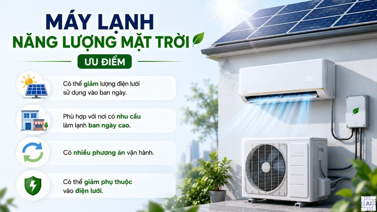Máy lạnh năng lượng mặt trời có ưu nhược điểm gì?
