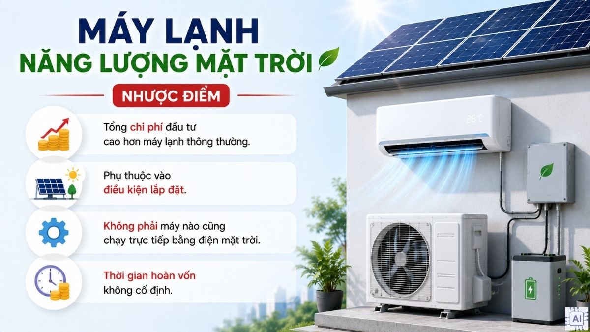 Máy lạnh năng lượng mặt trời có ưu nhược điểm gì?