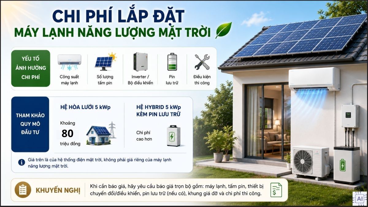 Chi phí lắp đặt máy lạnh năng lượng mặt trời