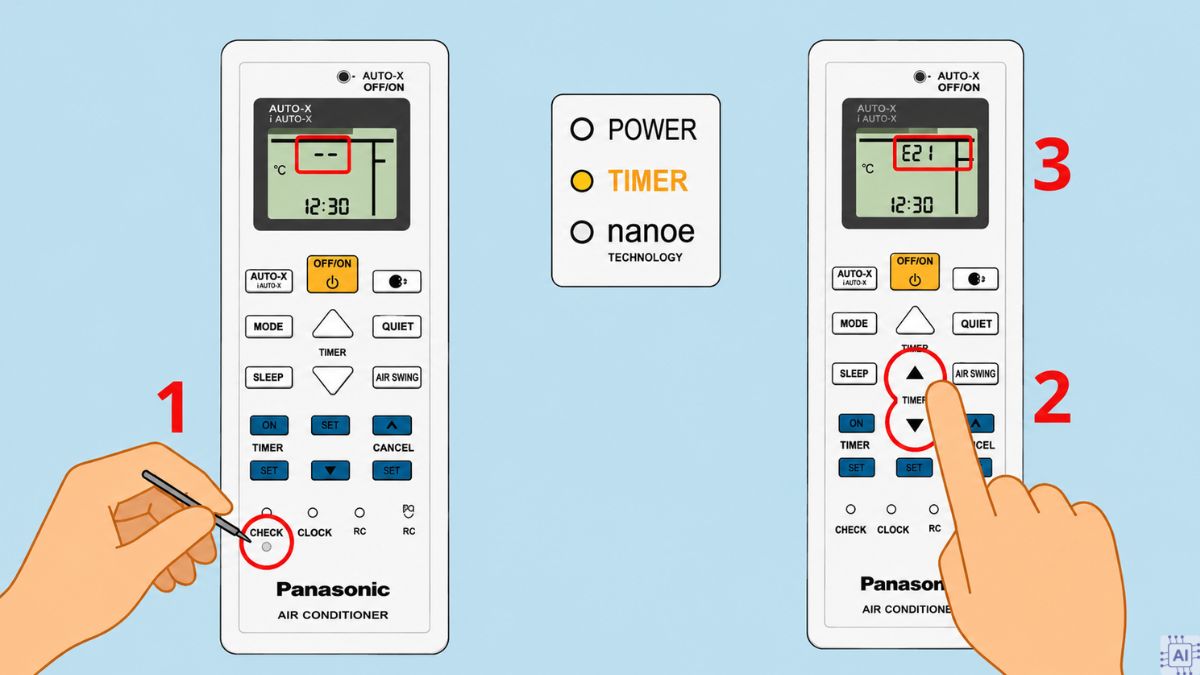 Cách kiểm tra mã lỗi khi máy lạnh Panasonic chớp đèn Timer
